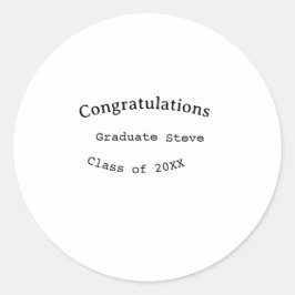 Gefeliciteerd afgestudeerde naam klas van 20XX typ Ronde Sticker