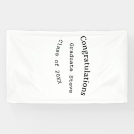 Gefeliciteerd afgestudeerde naam klas van 20XX typ Spandoek