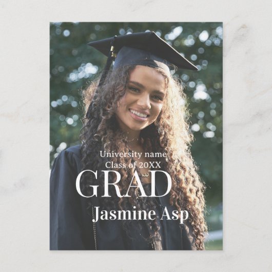 Gefeliciteerd afgestudeerde naam universiteit naam briefkaart (Voorkant)