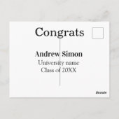 Gefeliciteerd afgestudeerde naam universiteit naam briefkaart (Achterkant)