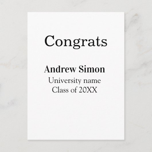 Gefeliciteerd afgestudeerde naam universiteit naam briefkaart (Voorkant)