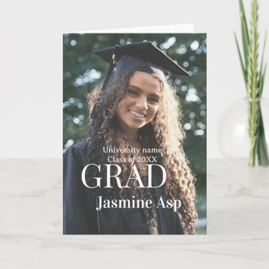 Gefeliciteerd afgestudeerde naam universiteit naam kaart (Voorkant)