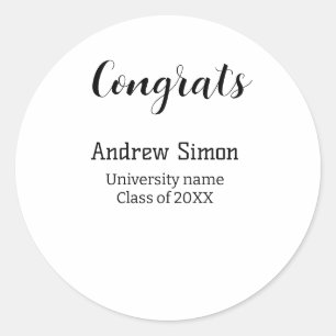Gefeliciteerd afgestudeerde naam universiteit naam ronde sticker