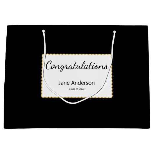Gefeliciteerd Afgestudeerde Naam Zwart & Wit Afstu Groot Cadeauzakje (Voorkant)