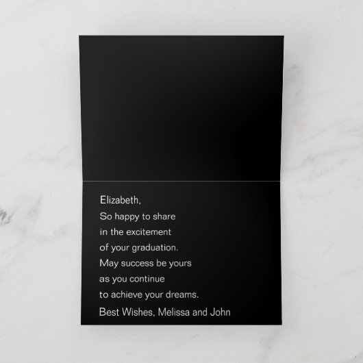Gefeliciteerd Afgestudeerde Naam Zwart & Wit Afstu Kaart (Binnen)