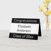 Gefeliciteerd Afgestudeerde Naam Zwart & Wit Afstu Kaart (Gele Bloem)