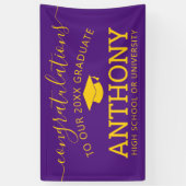 Gefeliciteerd afgestudeerde paars goud virtueel af spandoek (Verticaal)