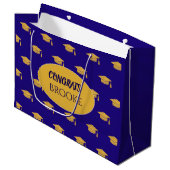 Gefeliciteerd Afgestudeerde! Persoonlijke blauwe c Groot Cadeauzakje (Voorkant Gekanteld)