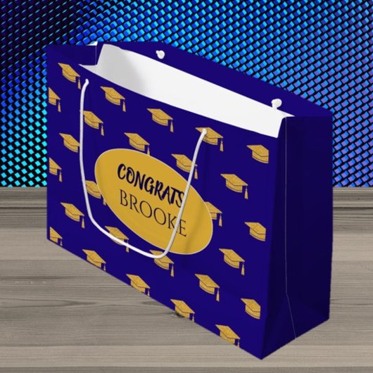Gefeliciteerd Afgestudeerde! Persoonlijke blauwe c Groot Cadeauzakje