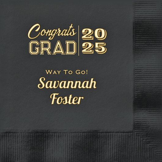 Gefeliciteerd Afgestudeerde Persoonlijke Zwarte Go Folie Servetten