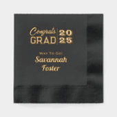 Gefeliciteerd Afgestudeerde Persoonlijke Zwarte Go Folie Servetten (Voorkant)