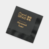 Gefeliciteerd Afgestudeerde Persoonlijke Zwarte Go Folie Servetten (Links)