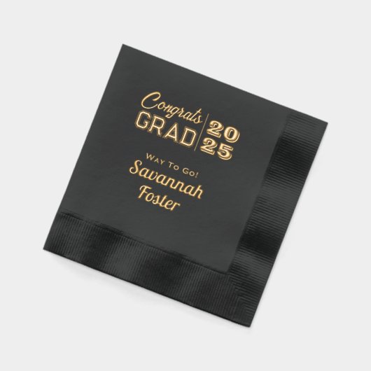 Gefeliciteerd Afgestudeerde Persoonlijke Zwarte Go Folie Servetten (Links)