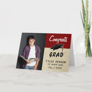 Gefeliciteerd Afgestudeerde Rode Rustieke Foto Afs Kaart