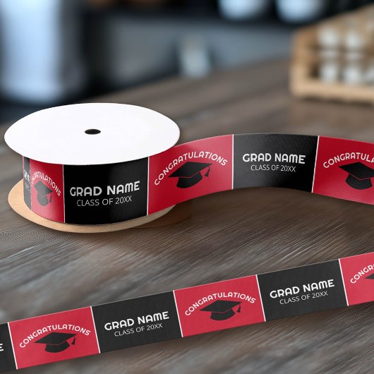 Gefeliciteerd Afgestudeerde - Rood Zwarte Afstudee Satijnen Lint