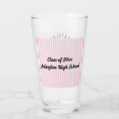Gefeliciteerd Afgestudeerde Roze Streep 16oz Glas (Achterkant)
