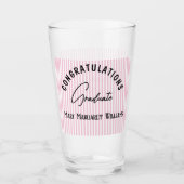 Gefeliciteerd Afgestudeerde Roze Streep 16oz Glas (Voorkant)