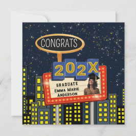 Gefeliciteerd Afgestudeerde Stadssilhouet Reclameb Aankondiging