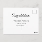 Gefeliciteerd afgestudeerde voeg schoolnaam toe ee briefkaart (Achterkant)