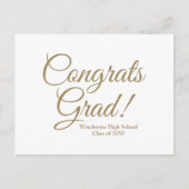 Gefeliciteerd afgestudeerde wit goud aangepaste sc briefkaart (Voorkant)