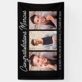 Gefeliciteerd Afgestudeerde Zwart 3 Foto Feest Spandoek (Verticaal)