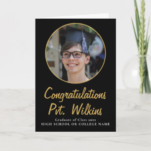 Gefeliciteerd Afgestudeerde Zwart Foto Afstuderen Kaart