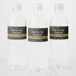 Gefeliciteerd Afgestudeerden Black Gold-labels Waterfles Etiket
