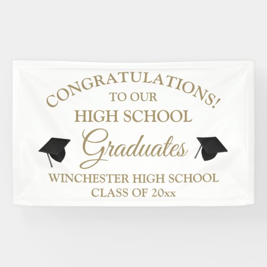 Gefeliciteerd afgestudeerden gouden aangepaste afs spandoek (Horizontaal)