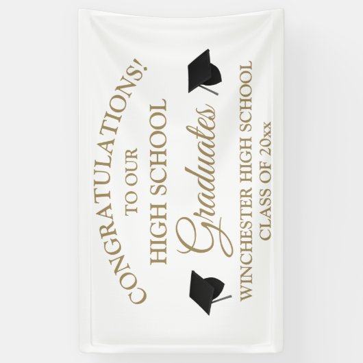 Gefeliciteerd afgestudeerden gouden aangepaste afs spandoek (Verticaal)