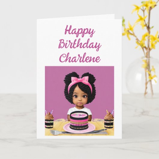 Gefeliciteerd | Afrikaans-Amerikaans kind Kaart (Gele Bloem)