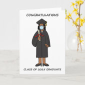 Gefeliciteerd Afro-Amerikaan Afstuderen 2025 Kaart (Gele Bloem)