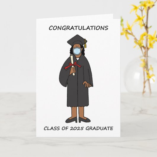 Gefeliciteerd Afro-Amerikaan Afstuderen 2025 Kaart (Gele Bloem)