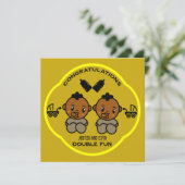 Gefeliciteerd Afro Amerikaanse ouders tweeling Kaart (Staand voorkant)