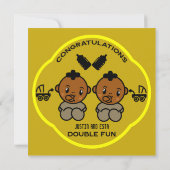 Gefeliciteerd Afro Amerikaanse ouders tweeling Kaart (Achterkant)