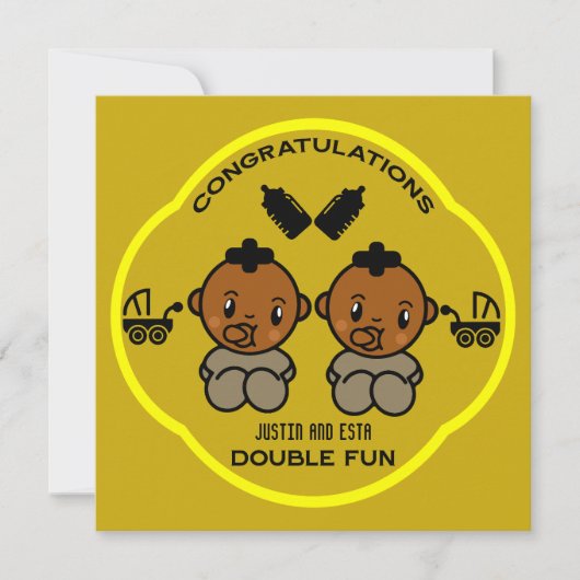 Gefeliciteerd Afro Amerikaanse ouders tweeling Kaart (Voorkant)
