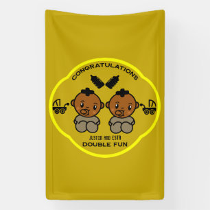 Gefeliciteerd Afro Amerikaanse ouders tweeling Spandoek
