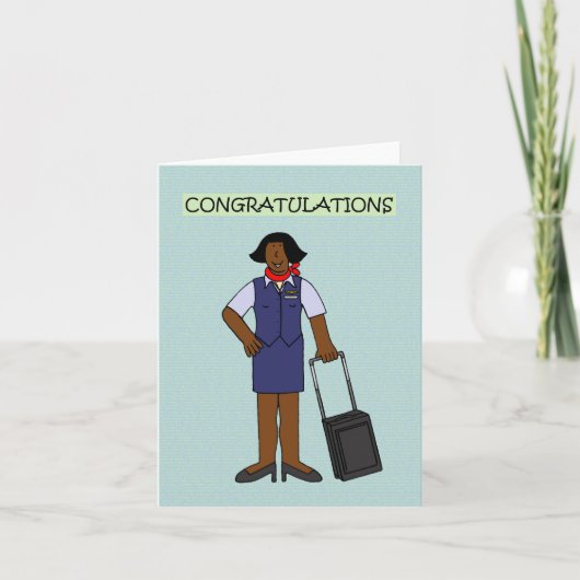 Gefeliciteerd Afro-Amerikaanse stewardess Kaart (Voorkant)