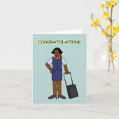 Gefeliciteerd Afro-Amerikaanse stewardess Kaart (Gele Bloem)