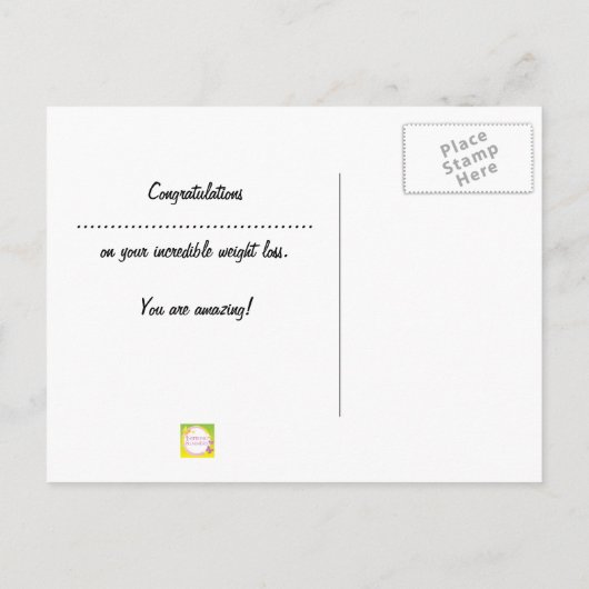 Gefeliciteerd Afslanken Club Weight Loss Succes Briefkaart (Achterkant)