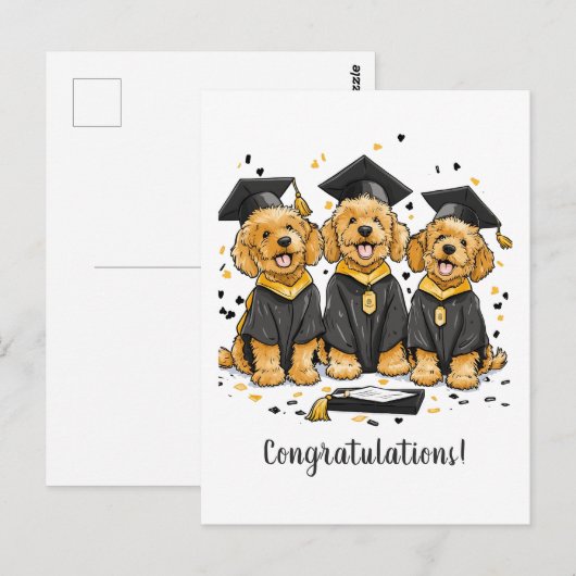 Gefeliciteerd Afstudeer Goldendoodle Honden Briefkaart (Voorkant / Achterkant)