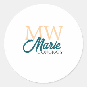 Gefeliciteerd afstudeer monogram oranje blauw 20XX Ronde Sticker