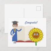 Gefeliciteerd Afstudeer Zon Bloem Ansichtkaart Briefkaart (Voorkant / Achterkant)