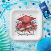 Gefeliciteerd, afstudeercap en diploma Afstuderen Papieren Bordje (Feest)