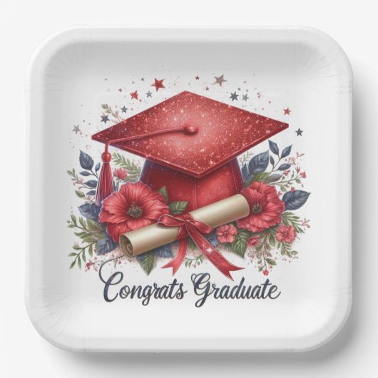 Gefeliciteerd, afstudeercap en diploma Afstuderen Papieren Bordje (Voorkant)