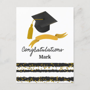 Gefeliciteerd Afstudeerconfetti zwart goud  Briefkaart