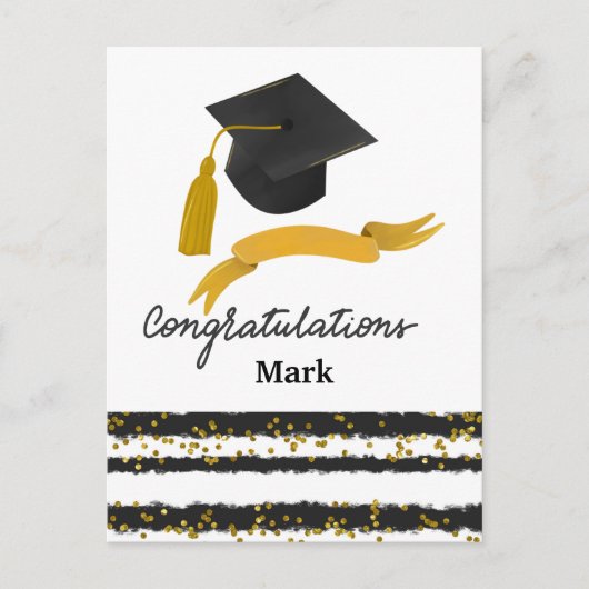 Gefeliciteerd Afstudeerconfetti zwart goud Briefkaart (Voorkant)