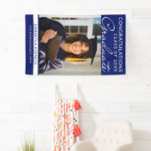 Gefeliciteerd Afstudeerder 1 Foto Blauw Verticaal  Spandoek (Insitu)