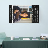 Gefeliciteerd Afstudeerder 1 Foto Zwart Verticaal  Spandoek (Beurs)