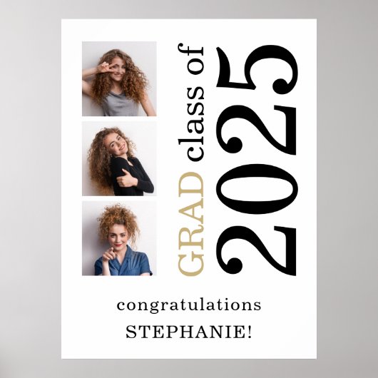 Gefeliciteerd Afstudeerder 2024 Afstuderen Naam 3  Poster (Voorkant)
