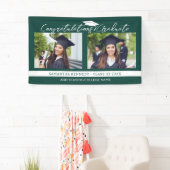 Gefeliciteerd Afstudeerder 2025 Groen en Wit Foto Spandoek (Insitu)